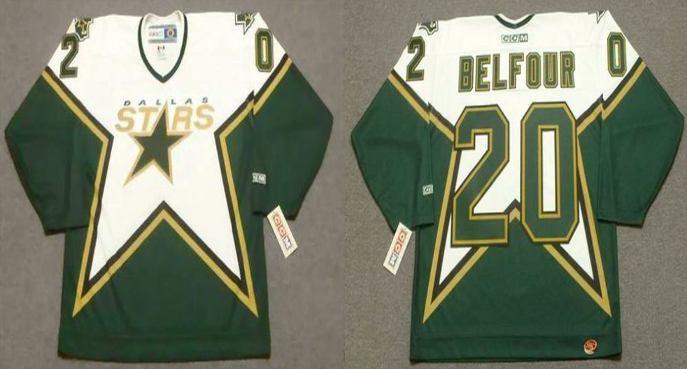 2019 Men Dallas Stars #20 Belfour Green CCM NHL jerseys
